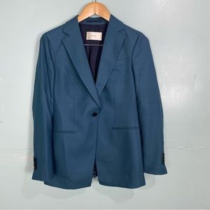 LIKE NEW SUISTUDIO Teal Green Blue Blazer Cameron Square Hem Sz 6